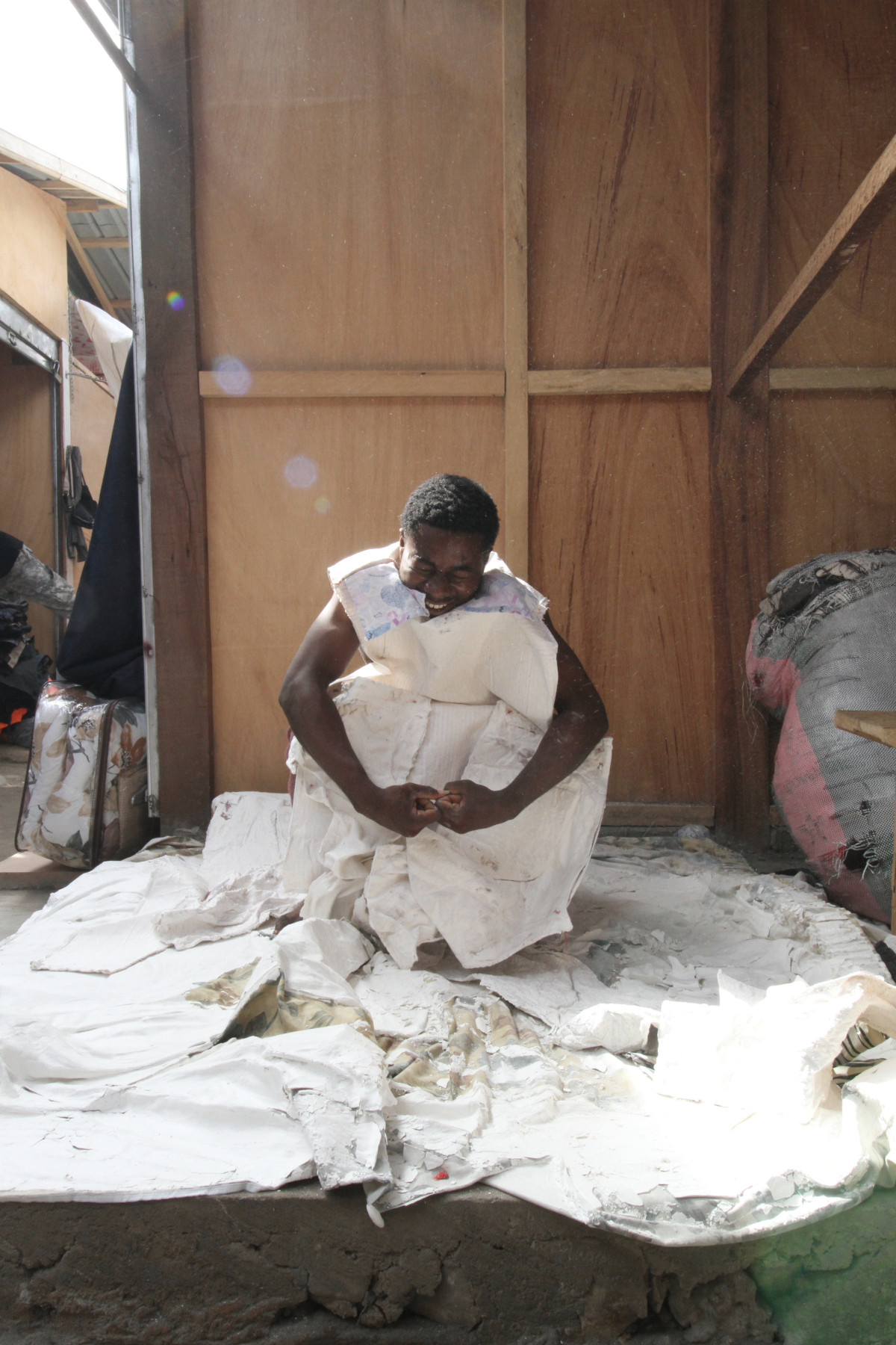 one ghost - textile remnants stiffened with plaster - Zoe bilgeri and Edwin Boye/ 2025/ Accra - Kantamanto