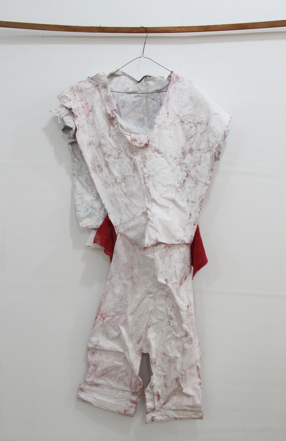 studio documentation - ghosts - textile remnants stiffened with plaster - Zoe bilgeri and Edwin Boye/ 2025/ Accra