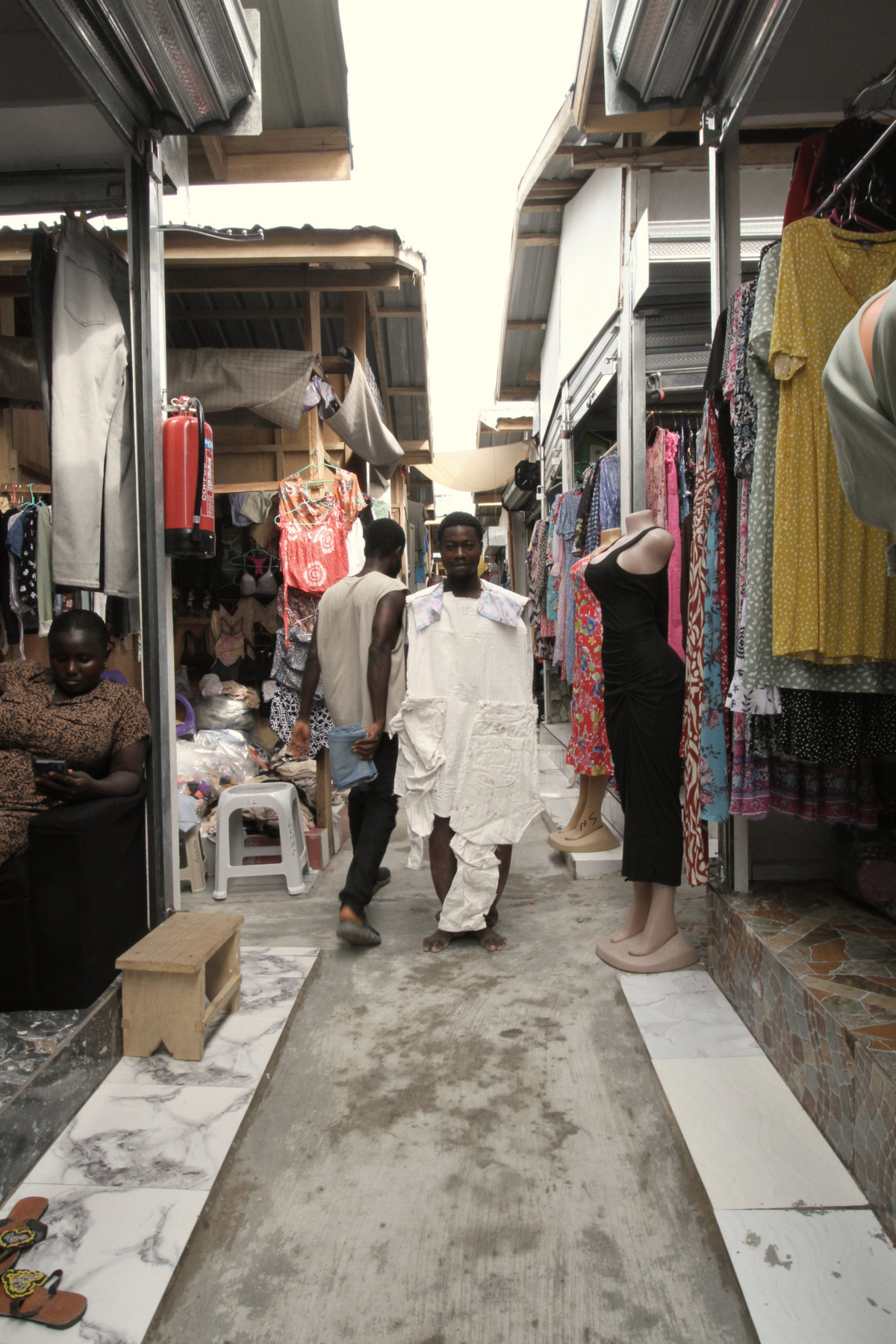 one ghost - textile remnants stiffened with plaster - Zoe bilgeri and Edwin Boye/ 2025/ Accra - Kantamanto
